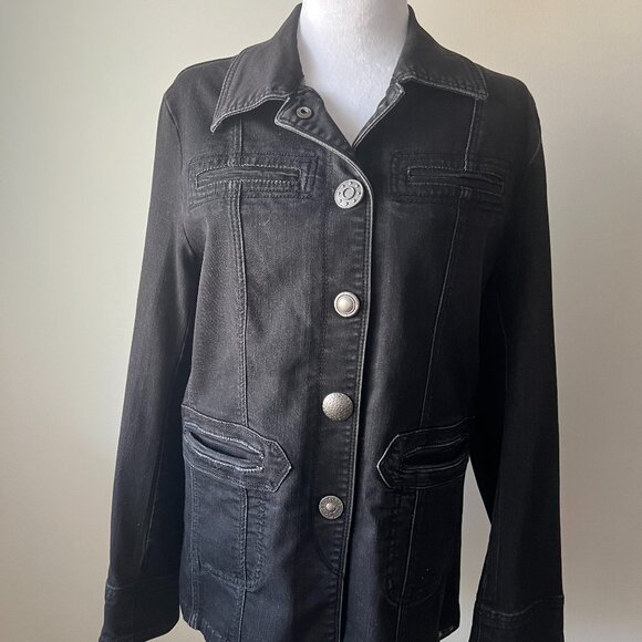 🖤FDJ French Dressing Denim Jacket - Unique Button Detail - Sz M - Picture 1 of 15